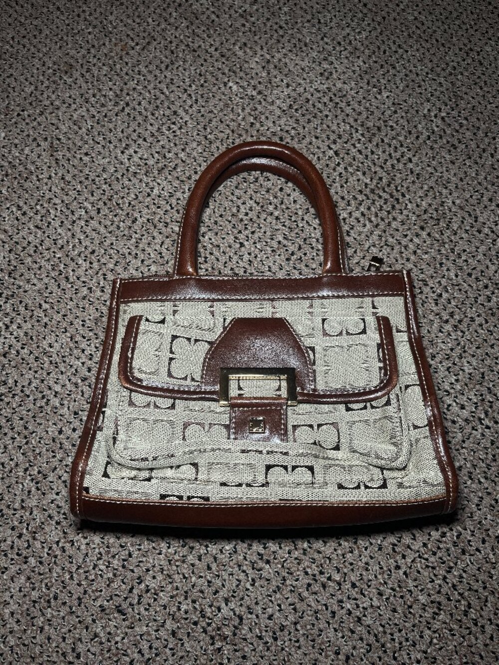Vintage Liz Claiborne Mini Handbag Brown Gold Preowned